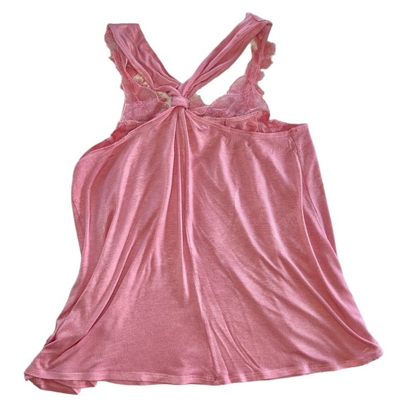 Deb Y2K Rose Pink Flower Jewels Bling Ruffles Racerback Tank Top Women’s Small - Picture 2 of 10